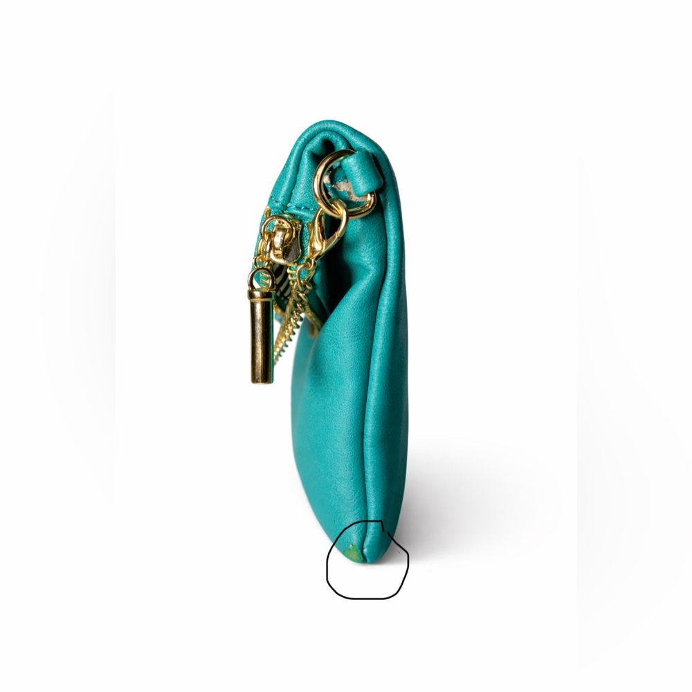 Teal Envelope Chain Crossbody Bag with Gold Hardware - Picture 3 of 7